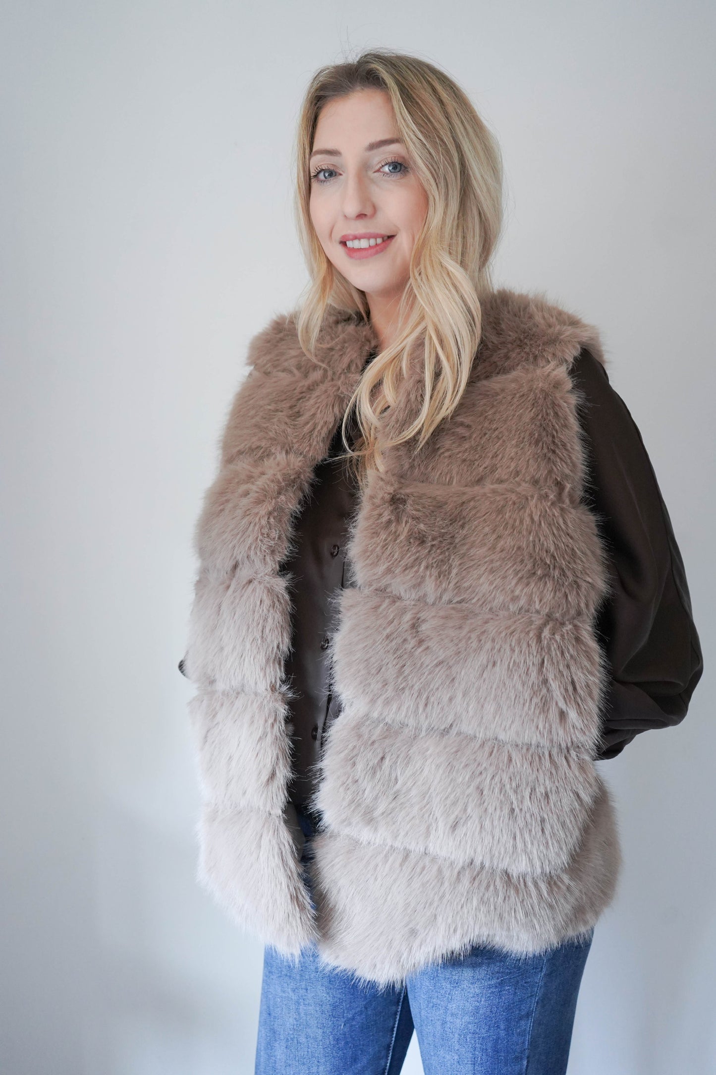 Sam Soft Stone Faux Fur Gilet