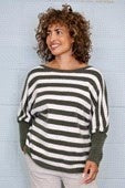 Lana Wool Striped Wide Neck Jumper - Khaki