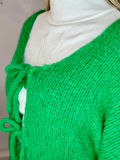 Green chunky knit cardigan