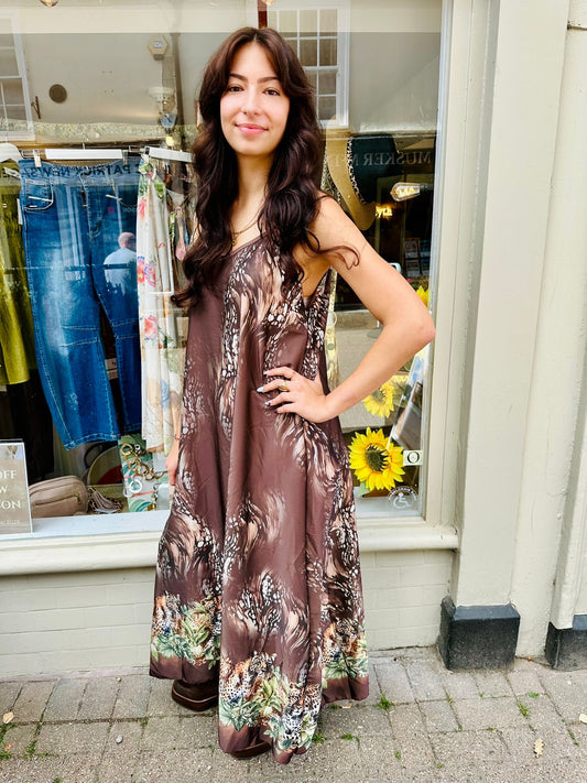 Pretty Polly Safari Print Dress - Chocolate