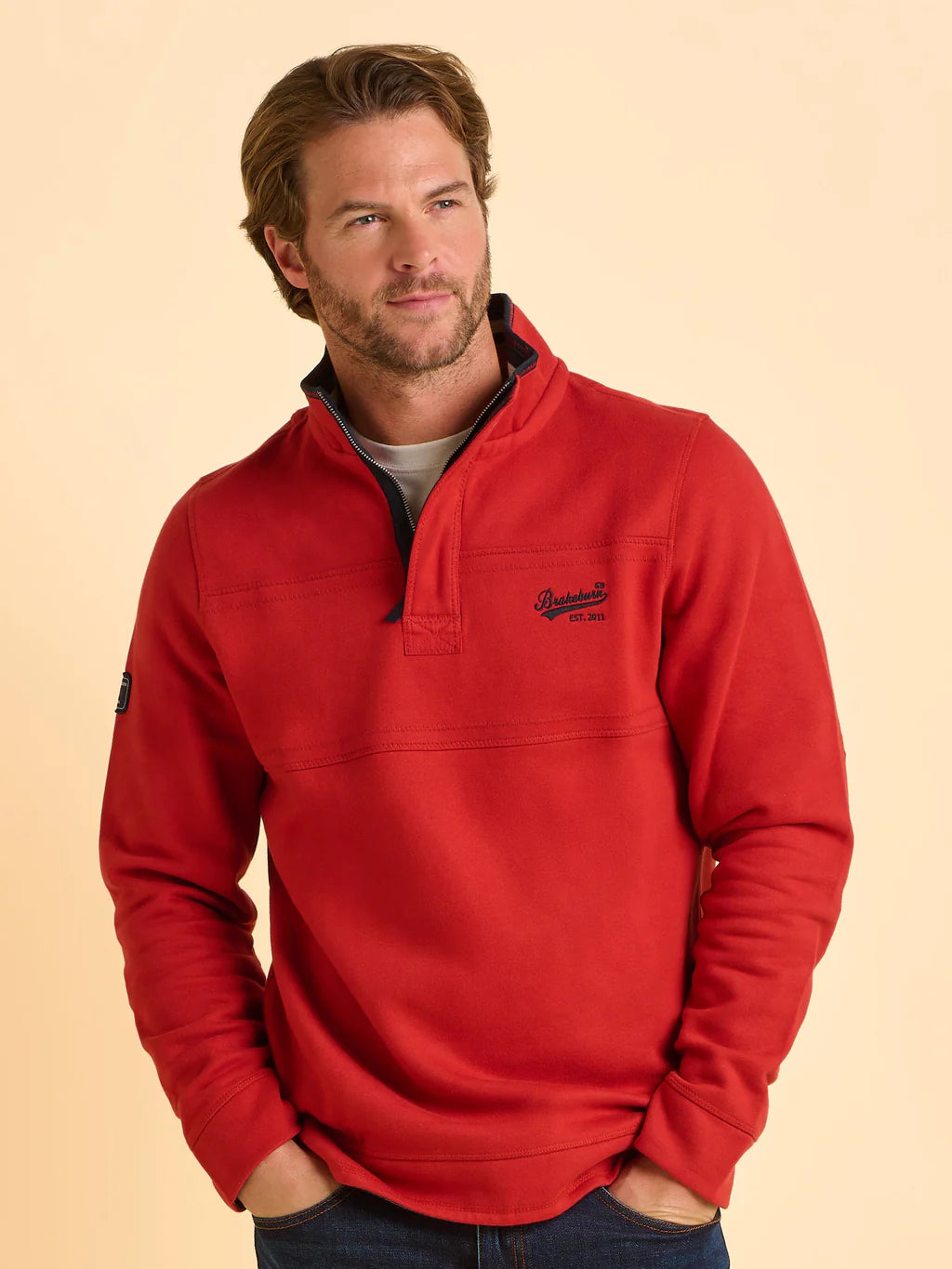 Menswear Brakeburn Worbarrow Quarter Zip Sweatshirt