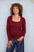 Long Sleeved Square Neck Top - Wine