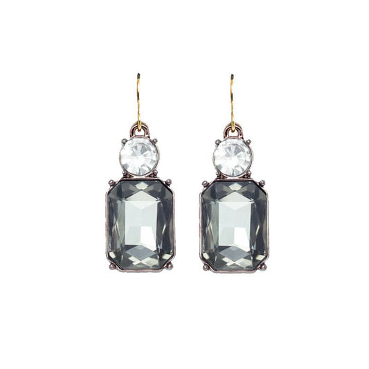Twin Gem Earring in Slate & Clear