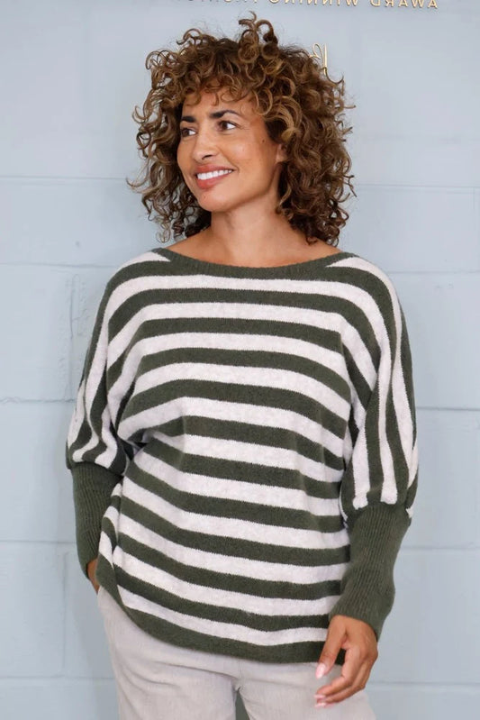 Lana Wool Striped Wide Neck Jumper