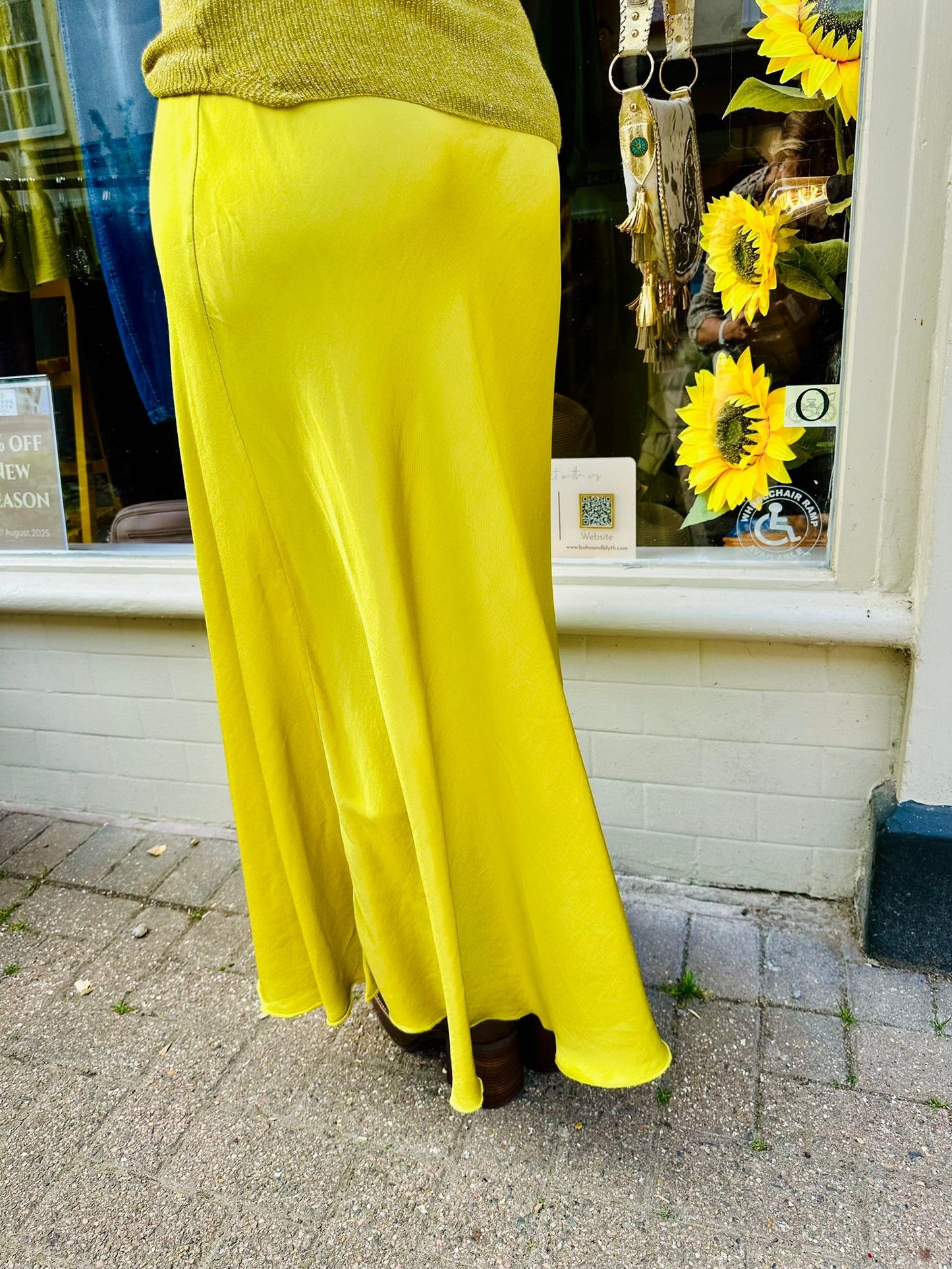 Stephanie Silky midi skirt- Yellow Ochre