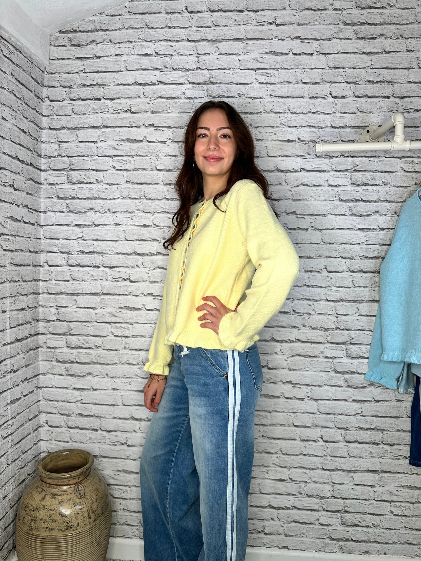 The Laxfield wide leg stripe jeans  dark denim