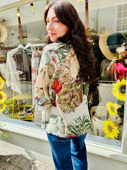 One Hundred stars- Primula Stone PussyBow Blouse