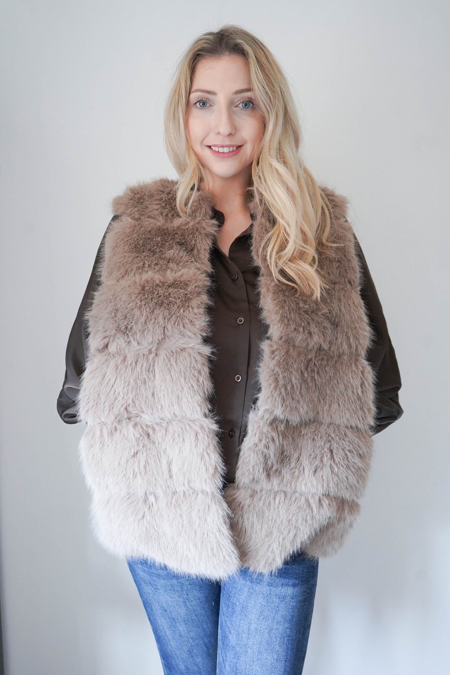 Sam Soft Stone Faux Fur Gilet