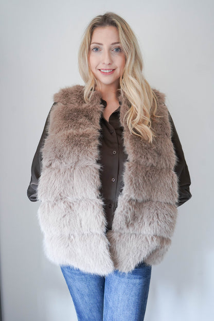 Sam Soft Stone Faux Fur Gilet
