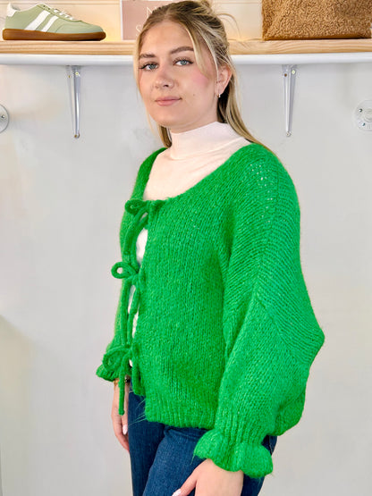 Green chunky knit cardigan