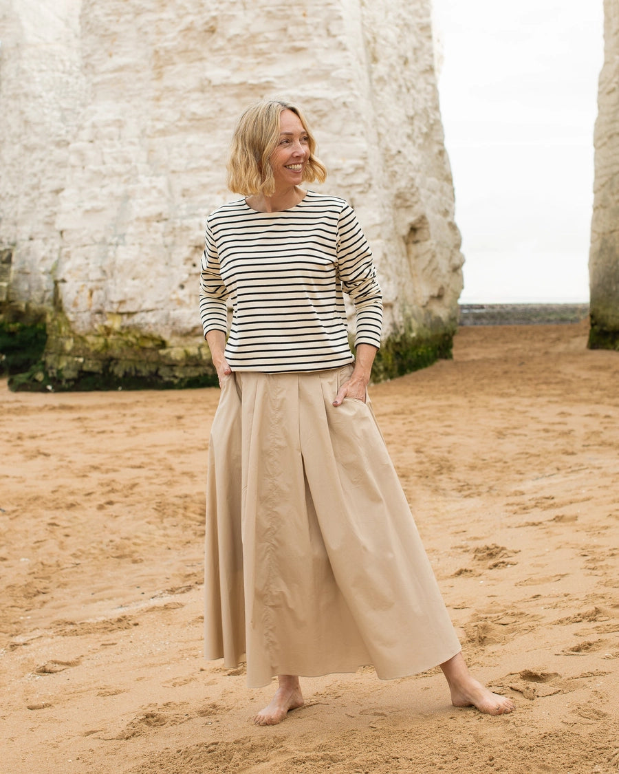 Chalk Fleur Stripe T-Shirt (Black/Cream)