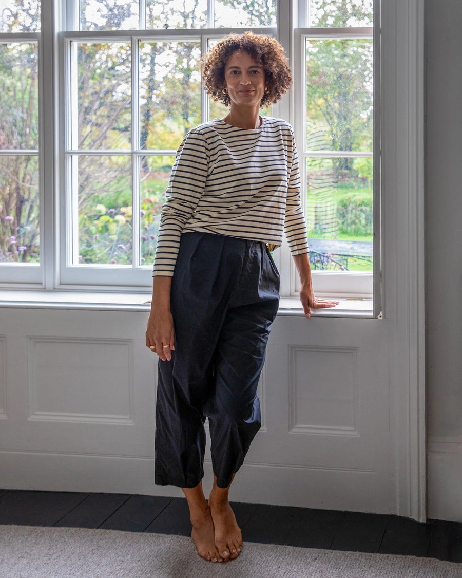 Chalk Fleur Stripe T-Shirt (Black/Cream)