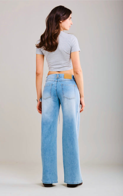 The Laxfield wide leg stripe jeans  dark denim