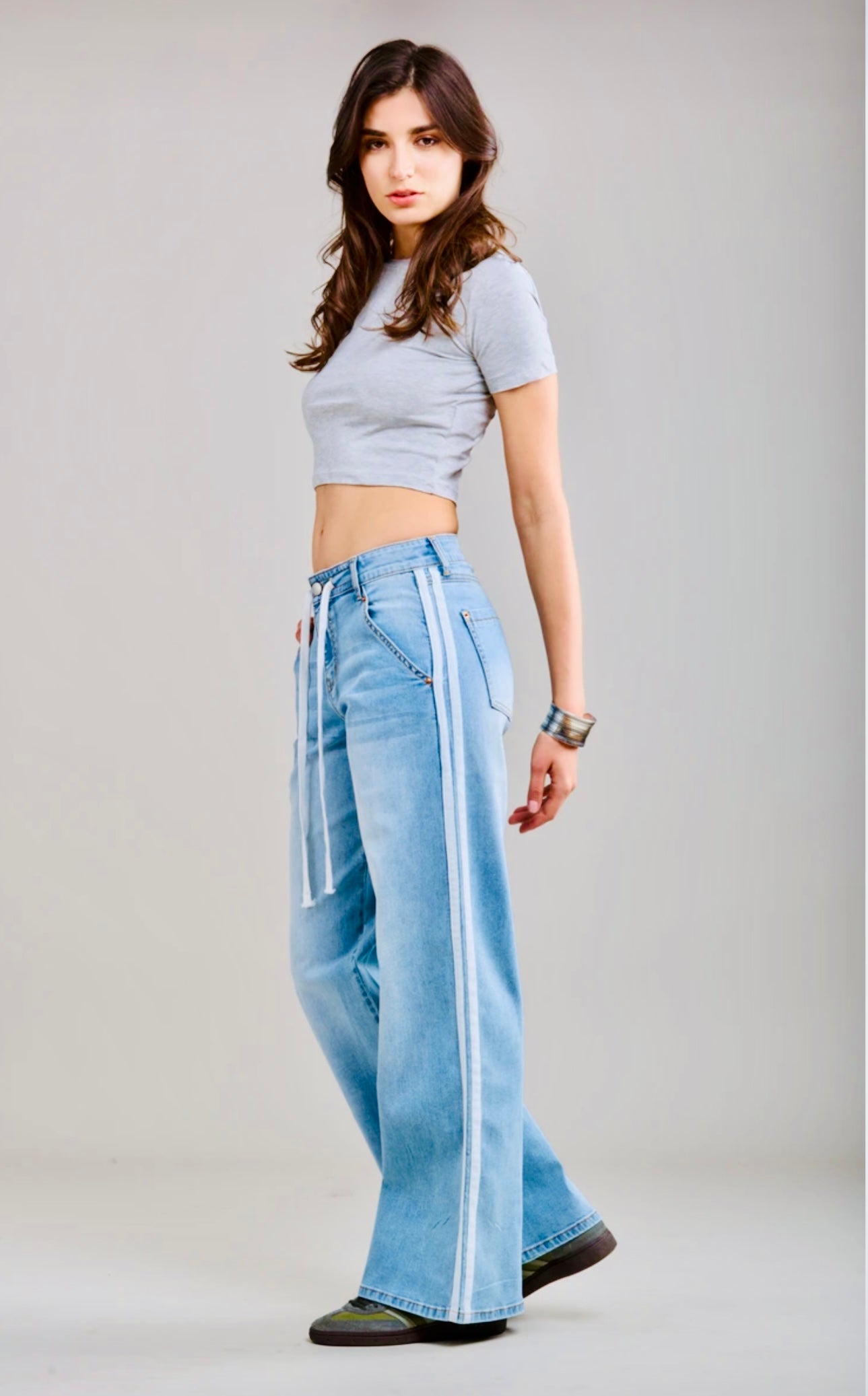 The Laxfield wide leg stripe jeans  dark denim