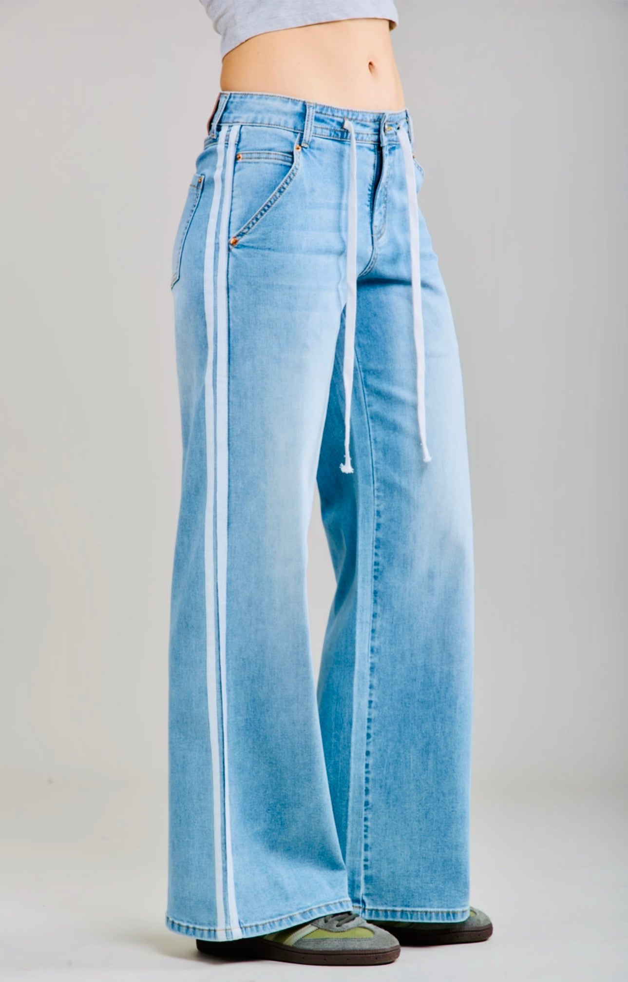 The Laxfield wide leg stripe jeans  dark denim