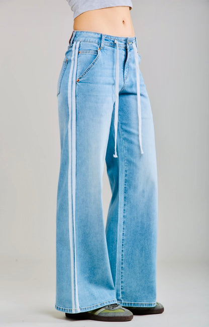 The Laxfield wide leg stripe jeans  dark denim