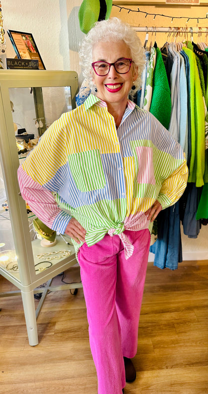 Stunning Spring Multi-Stripe Blouse