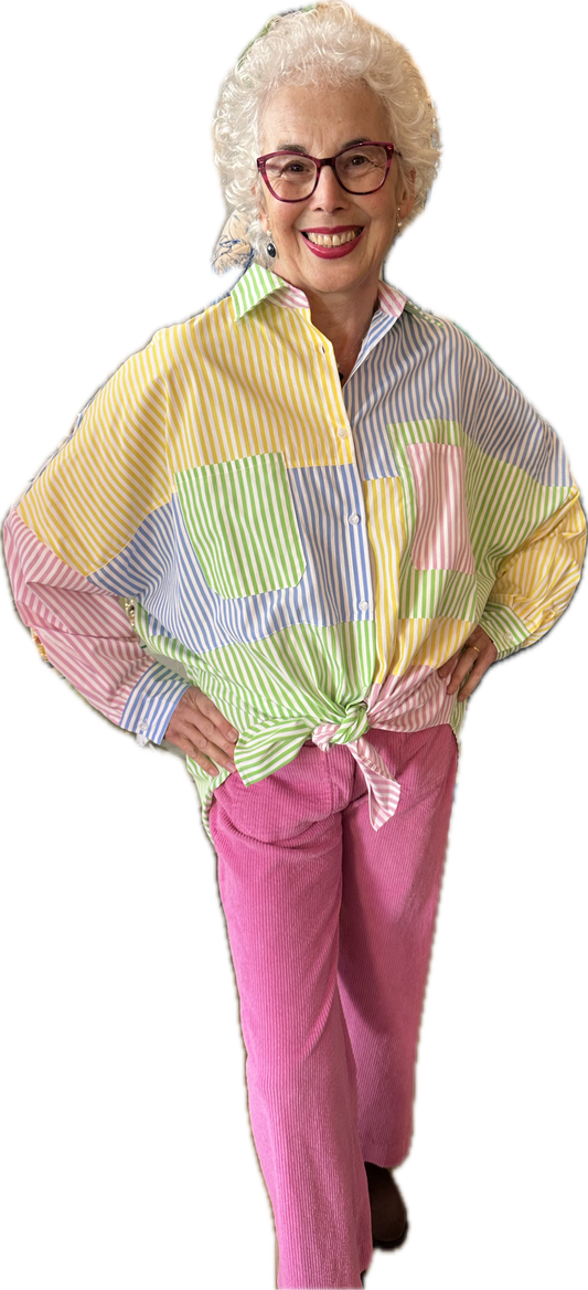 Stunning Spring Multi-Stripe Blouse