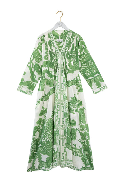 One Hundred Stars- Giant Willow Green Pinch Pleat Dress