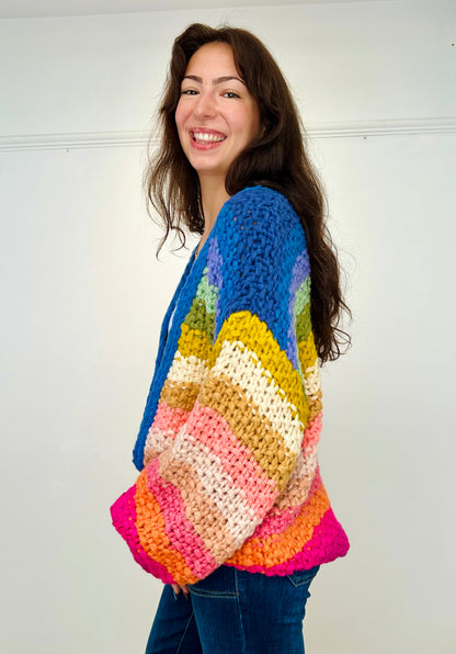 Rainbow Chunky Knit Cardigan