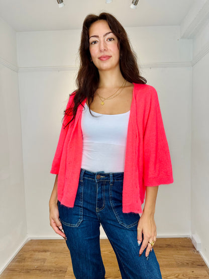 The Amie Alpaca mix knitted cardigan/jumper - neon coral