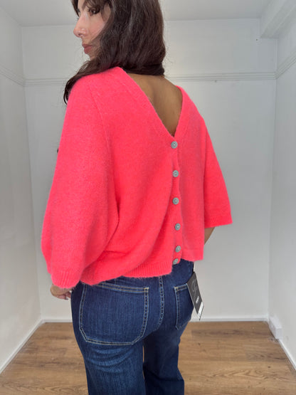 The Amie Alpaca mix knitted cardigan/jumper - neon coral