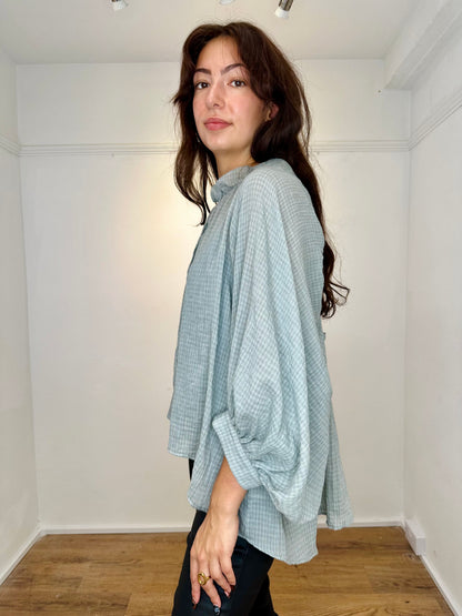 Gabby Dove Grey Blouse with Reverse detail
