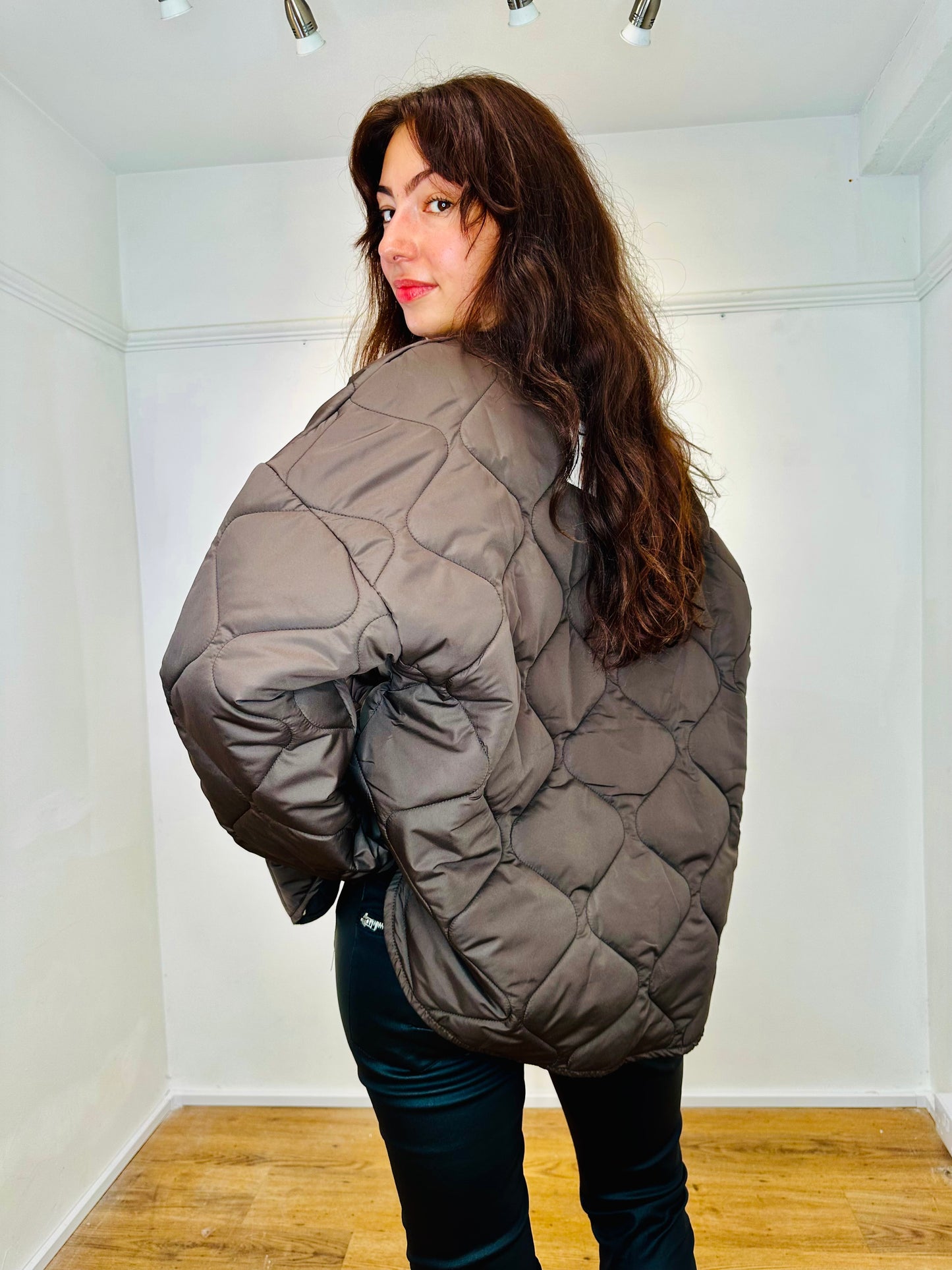 Romano Reversible Chocolate/Leopard print quilted jacket