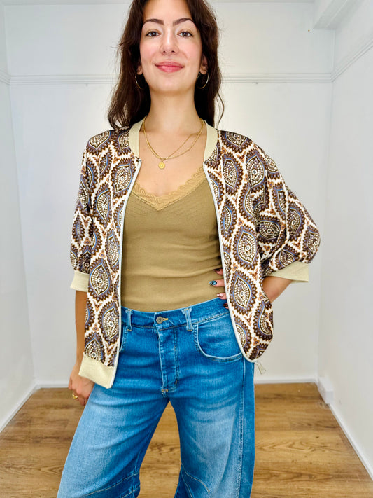Satin Patterned Bomber Jacket