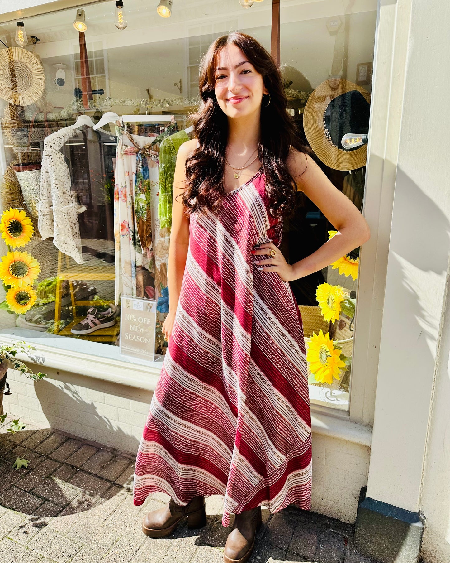 Imogen Burgandy Aztec printed Maxi Dress