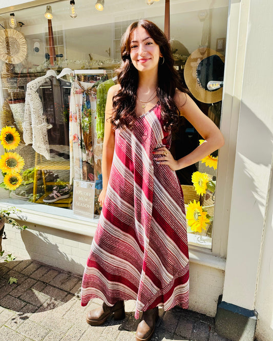 Imogen Burgandy Aztec printed Maxi Dress
