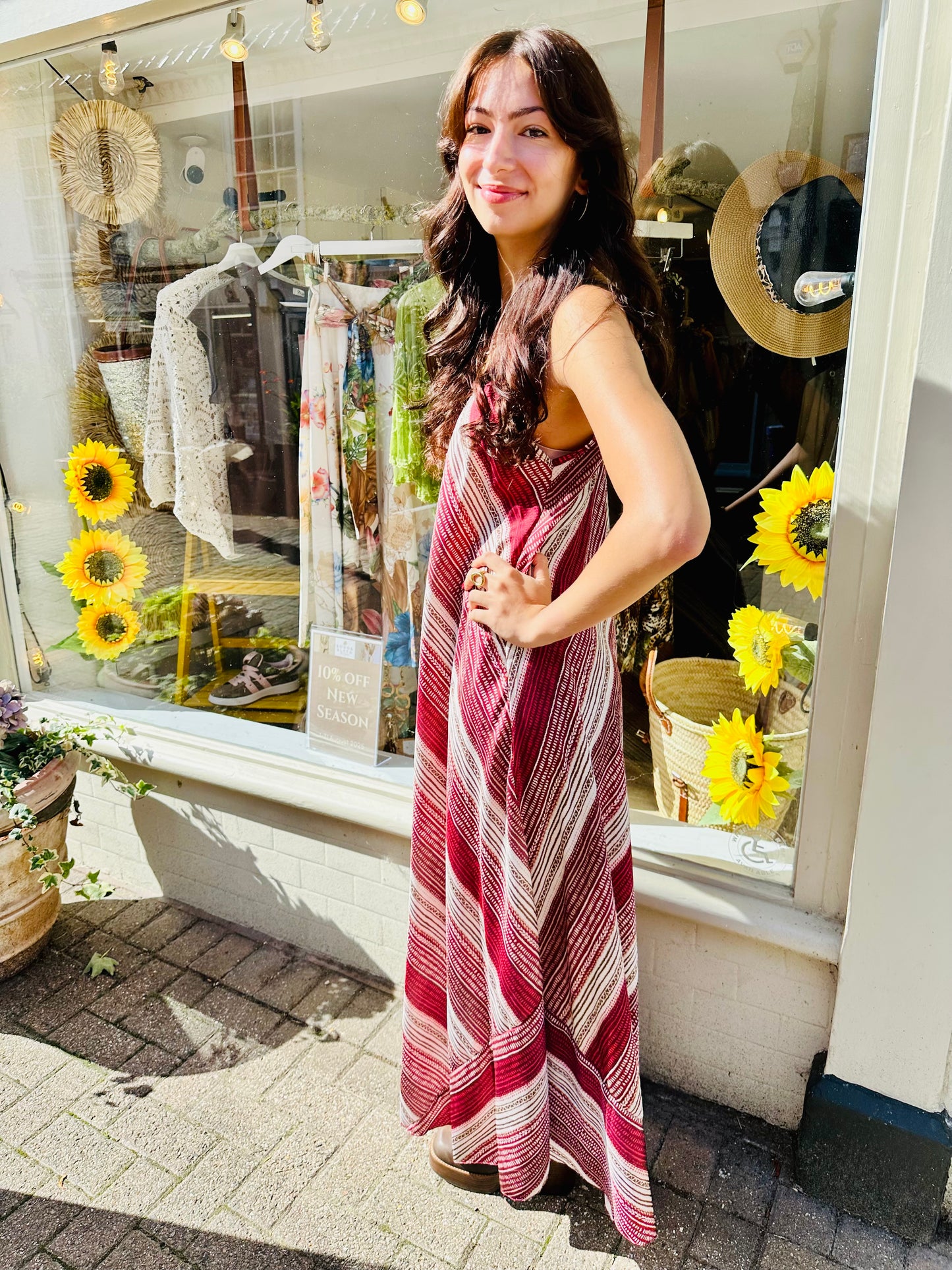 Imogen Burgandy Aztec printed Maxi Dress