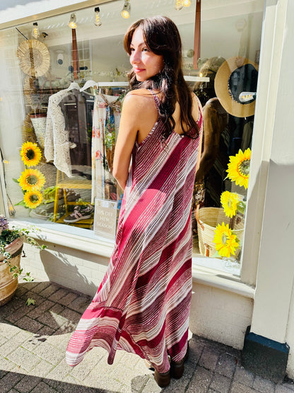 Imogen Burgandy Aztec printed Maxi Dress