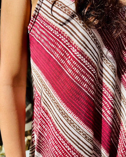 Imogen Burgandy Aztec printed Maxi Dress