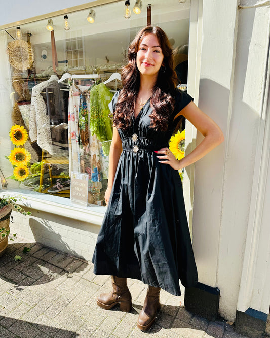 Sunflower Black Midi dress