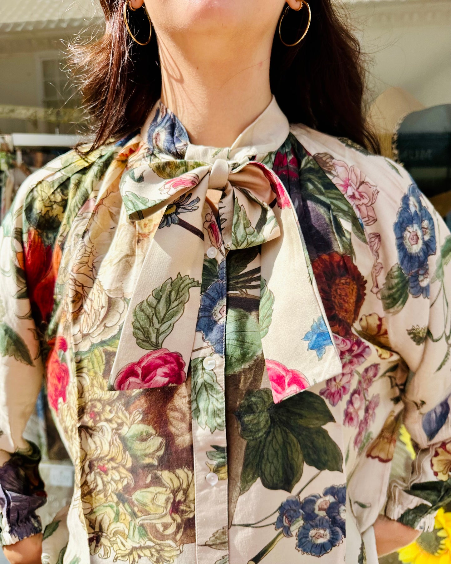 One Hundred stars- Primula Stone PussyBow Blouse
