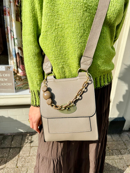 Taupe Crossbody Everyday Vegan Leather Bag
