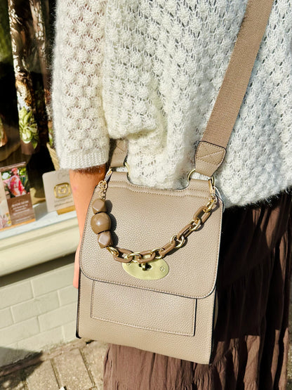 Taupe Crossbody Everyday Vegan Leather Bag