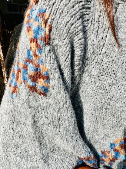 Bella Daisy Chunky Knit Jumper - blue/grey