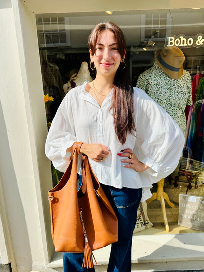 2 in 1 Classic Tan Tote Bag - vegan leather