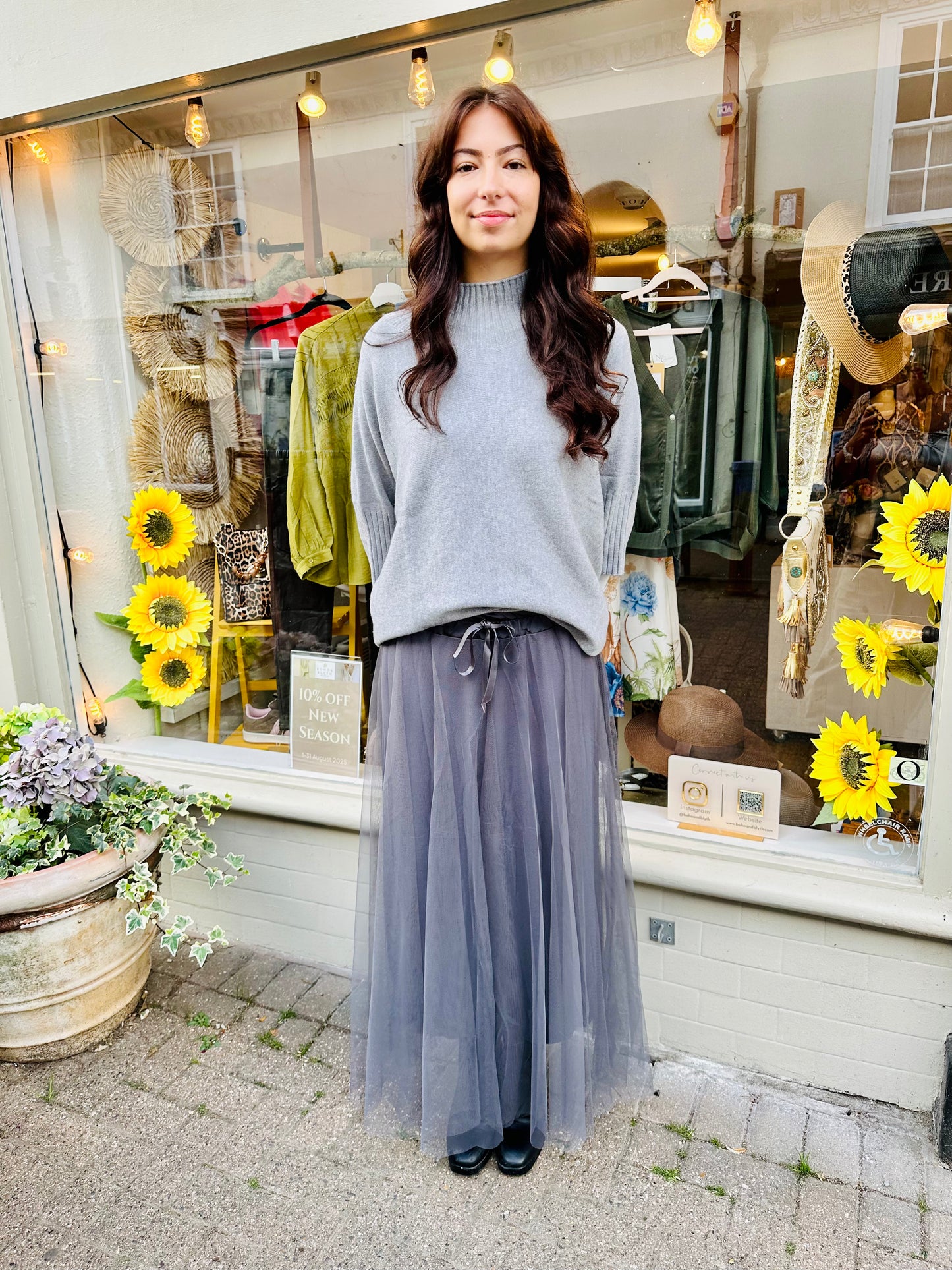 Marie Mesh Tulle Maxi Skirt- Taupe