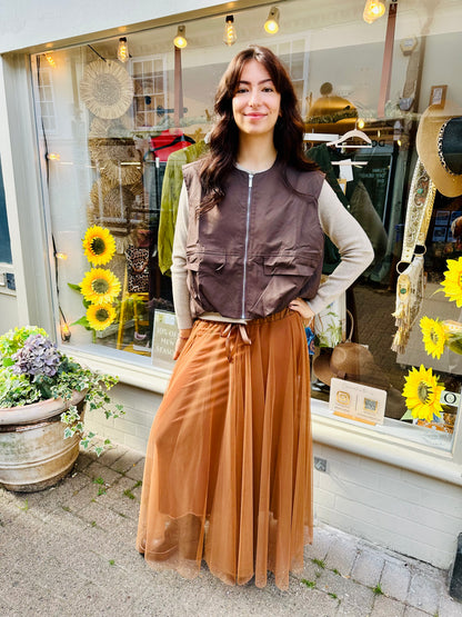 Chelsea Brown Utility Gilet- Chocolate Brown