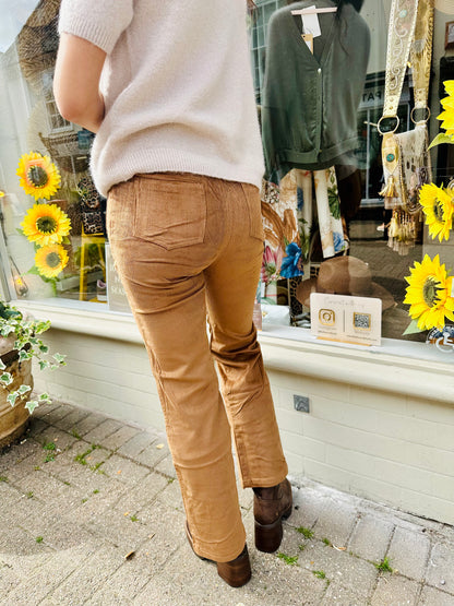 Carmel Slim Leg Cord Trousers- Tan