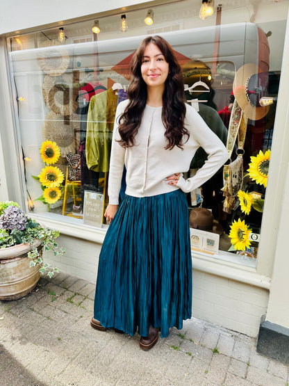 The Patsy Pleated Maxi Skirt- Deep Teal