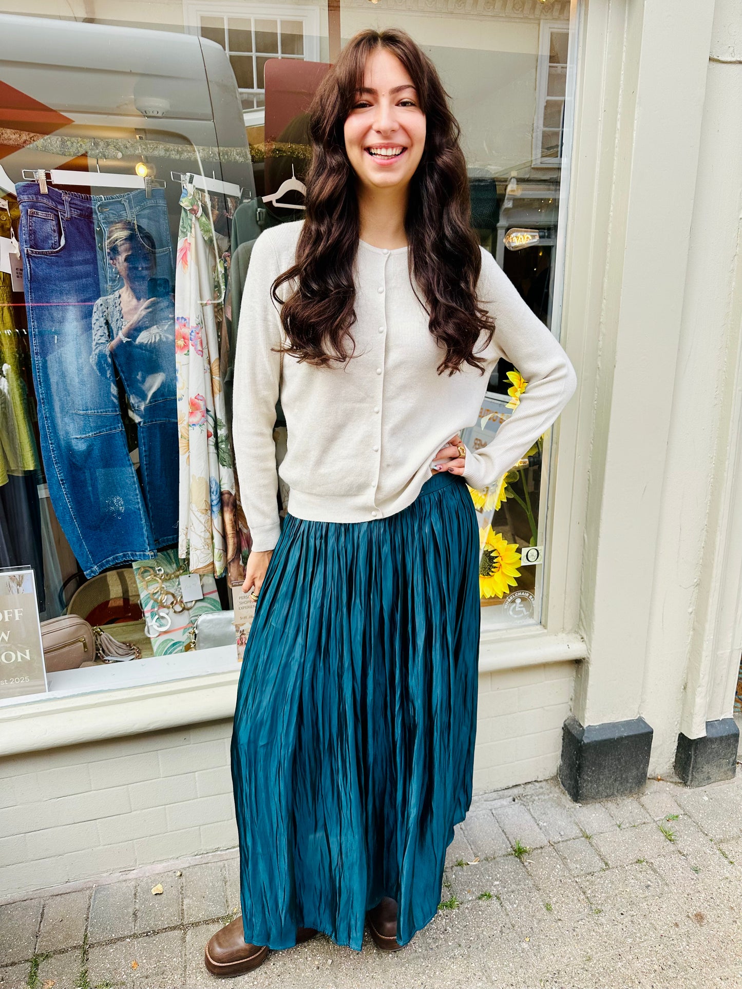 The Patsy Pleated Maxi Skirt- Deep Teal