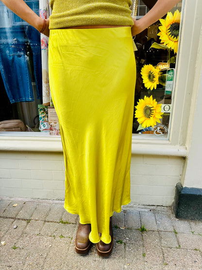Stephanie Silky midi skirt- Yellow Ochre