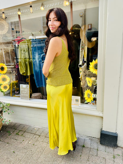 Stephanie Silky midi skirt- Yellow Ochre