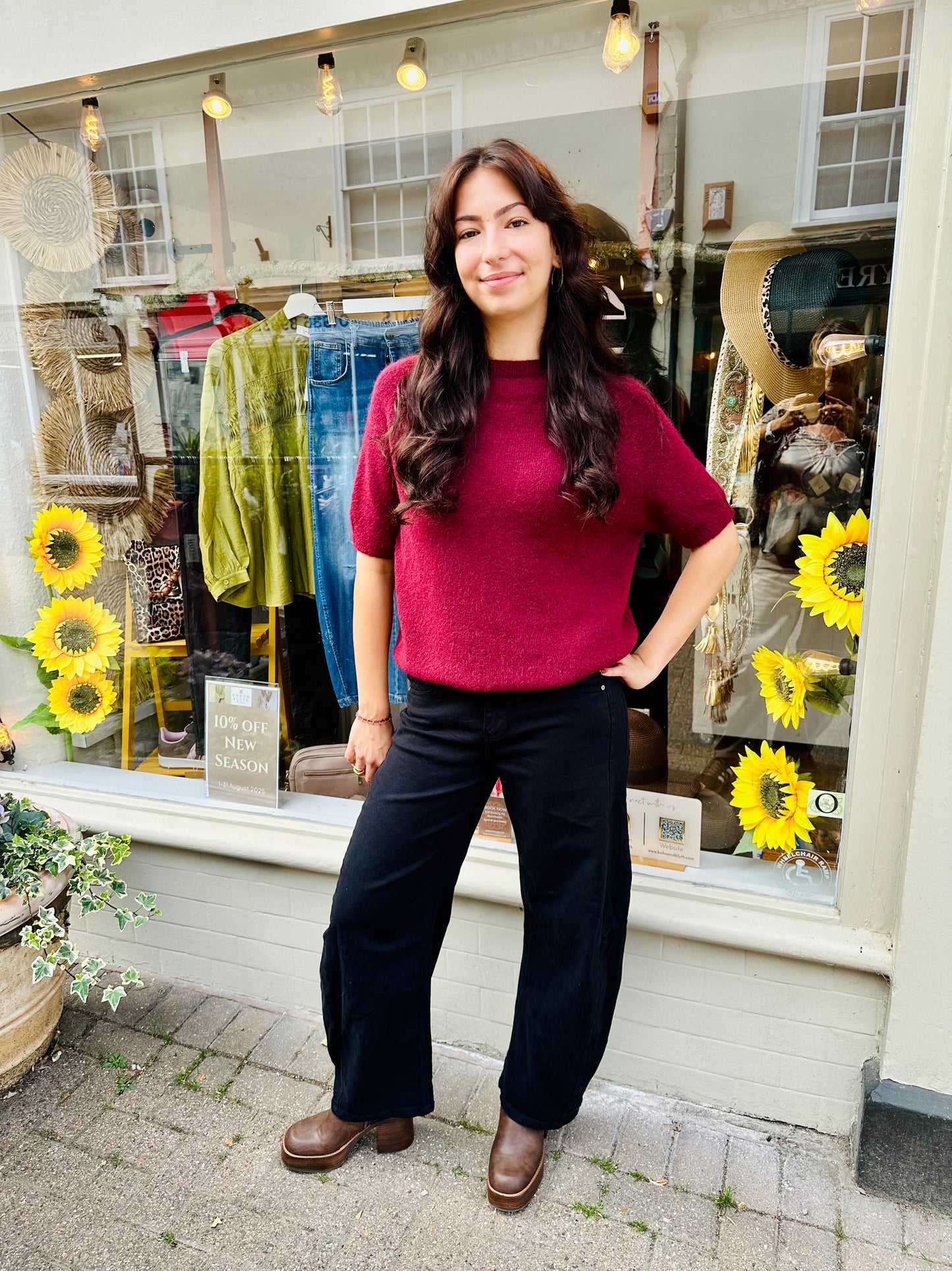 The Sydney Supersoft Short Sleeve Knit- Red Wine