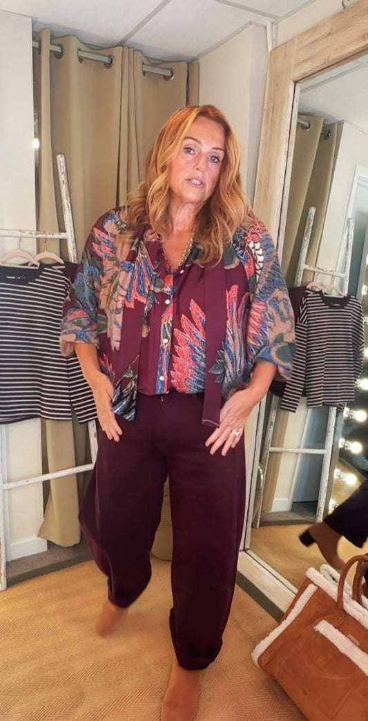 Plum Barrel Leg Jeans