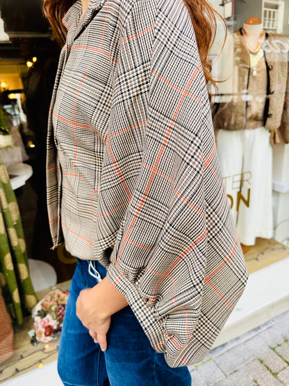 Heritage Check Button Sleeve Blouse/Jacket